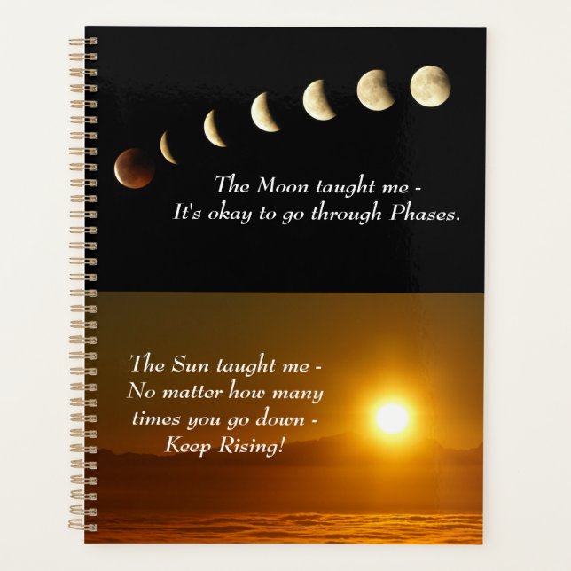 Moon Phases Sunrise Inspirational Quote Organiser (Front)