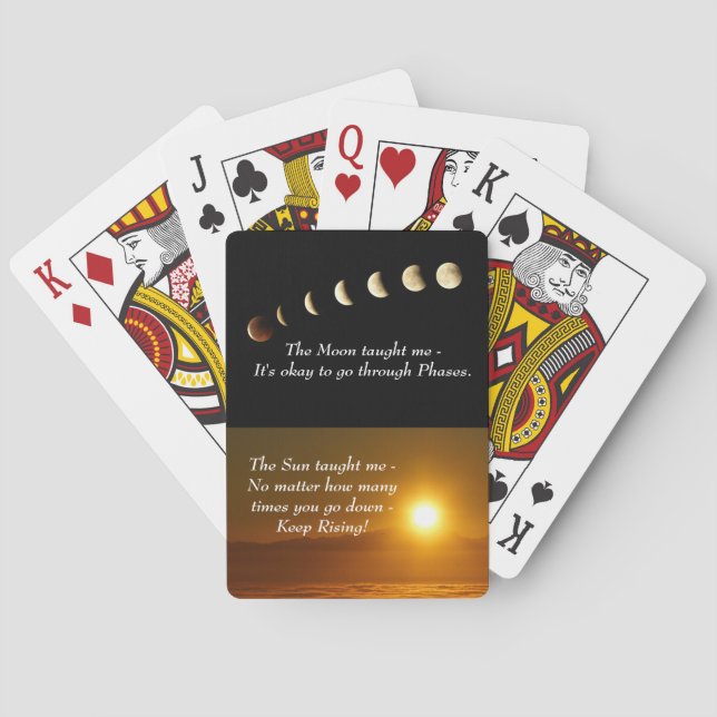 Moon Phases Sunrise Inspirational Quote Playing Cards (Back)