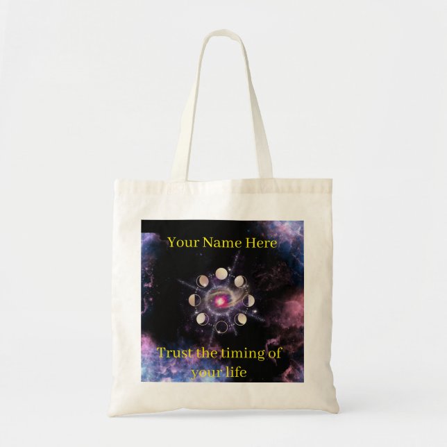 Moon Phases Tote Bag – Sacred Geometry & Personal  (Front)