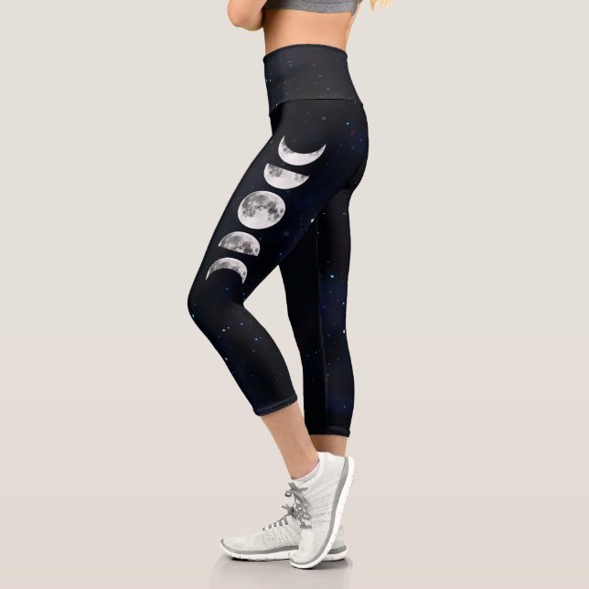 Moon Phases Yoga Capri Leggings (Left)