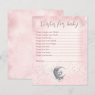 Moon Pink Wishes For Baby Card Baby Shower Game