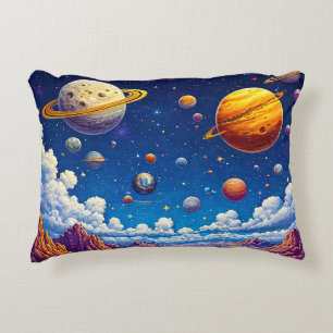 Moon planets galaxy decorative cushion