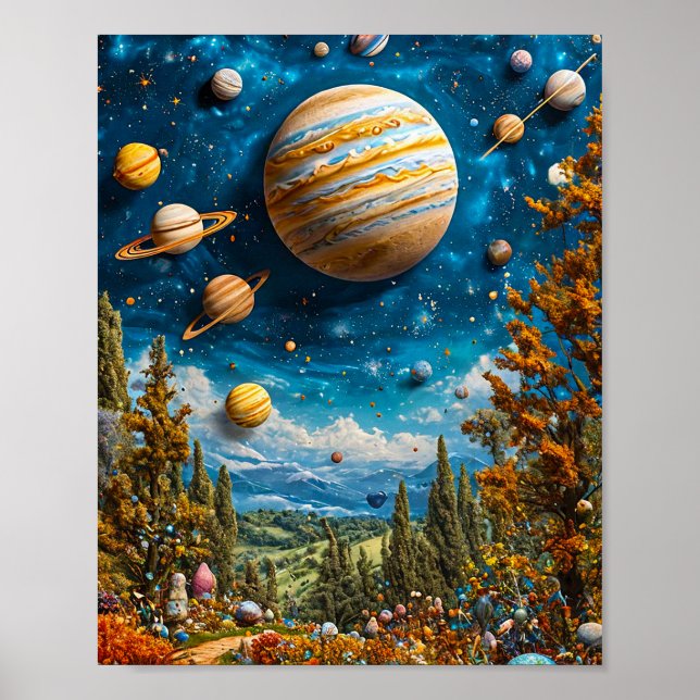Moon planets galaxy poster (Front)
