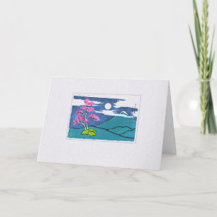 Moon & Plum Blossoms Mt. Fuji (Blank) 2 Card