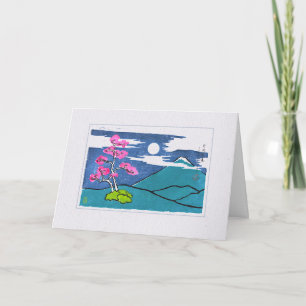 Moon & Plum Blossoms Mt. Fuji (Blank) Card