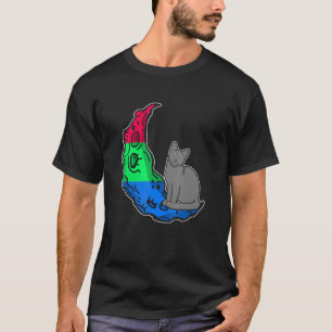 Moon Polysexual Flag Cat LGBTQ Safe Space Gay Prid T-Shirt