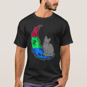 Moon Polysexual Flag Cat LGBTQ Safe Space Gay Prid T-Shirt