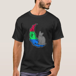 Moon Polysexual Flag Cat LGBTQ Safe Space Gay Prid T-Shirt