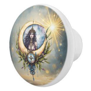 Moon Priestess – Keeper of the Celestial Balance. Ceramic Knob