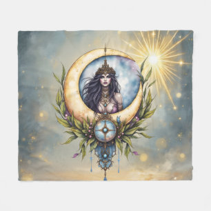 Moon Priestess – Keeper of the Celestial Balance. Fleece Blanket