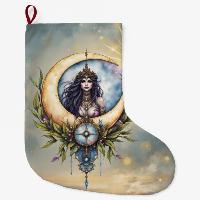 Moon Priestess – Keeper of the Celestial Balance.  Large Christmas Stocking (Front)
