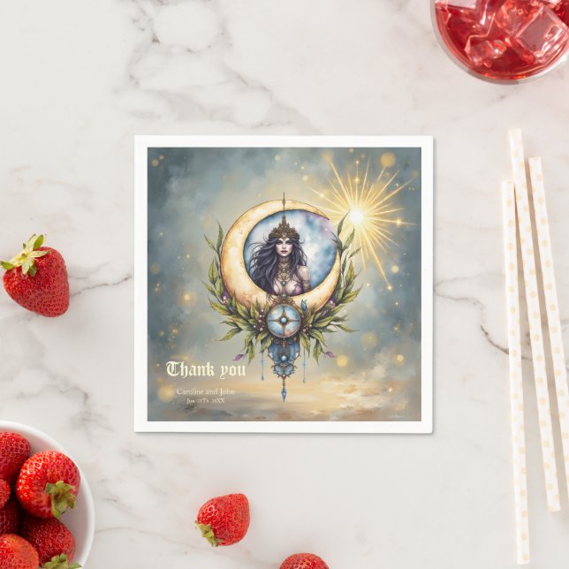 Moon Priestess – Keeper of the Celestial Balance.  Napkin (Insitu)