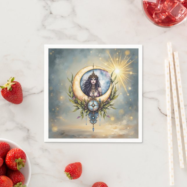 Moon Priestess – Keeper of the Celestial Balance.  Napkin (Insitu)