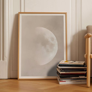 Moon Print Moon Poster Moon Painting Moody Beige 