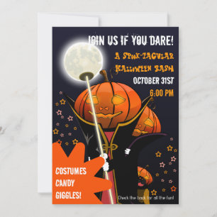 Moon Pumpkin Vampire Kids Toddlers Halloween Invitation