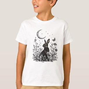 Moon Rabbit Cottagecore Botanical Hare T-Shirt