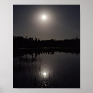Moon Reflection on Lake Poster