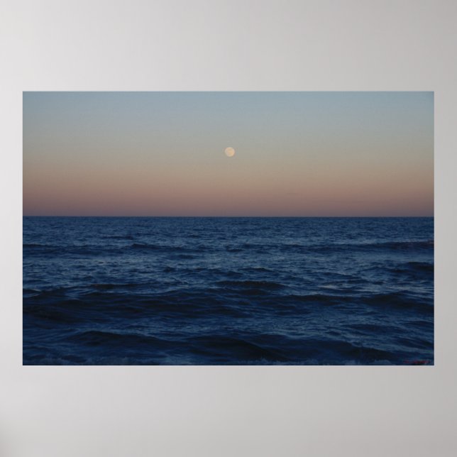 Moon Rise Over The Ocean #4686 Poster (Front)