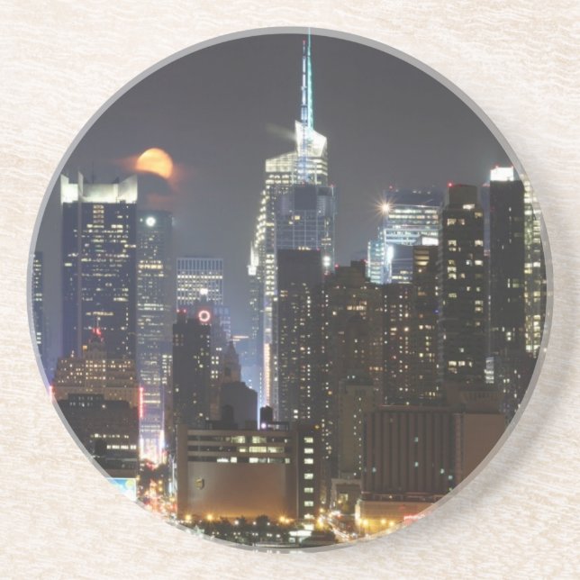 Moon rises over midtown New York. Coaster (Front)