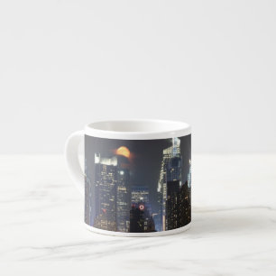 Moon rises over midtown New York. Espresso Cup