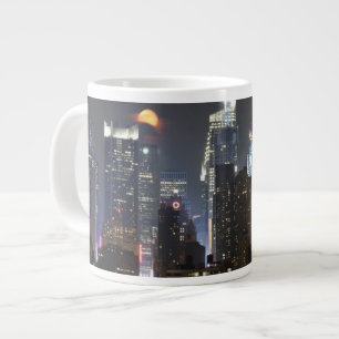 Moon rises over midtown New York. Large Coffee Mug