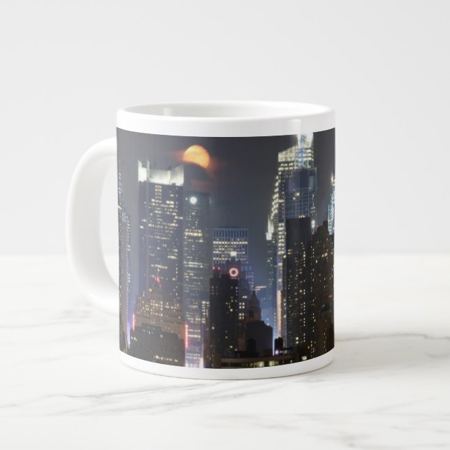 Moon rises over midtown New York. Large Coffee Mug (Front Left)