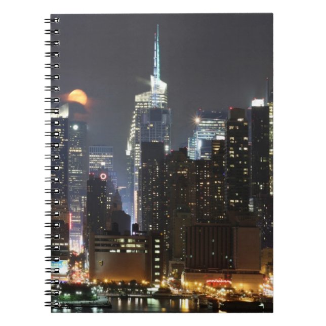 Moon rises over midtown New York. Notebook (Front)