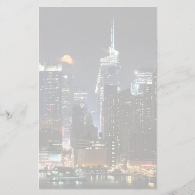 Moon rises over midtown New York. Stationery (Front)