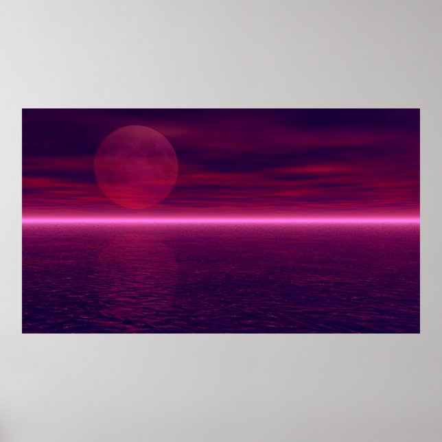 Moon Rising Aquarium Background 2 Poster (Front)