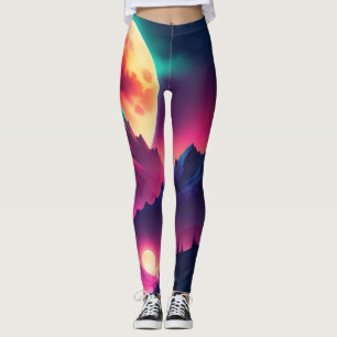 moon rising between the mountains leggings