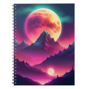 moon rising between the mountains notebook