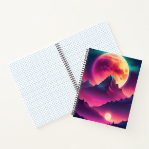 moon rising between the mountains notebook