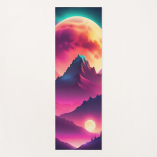 moon rising between the mountains yoga mat