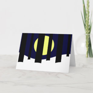 Moon Rising near Forest in Winter:  Blank Card