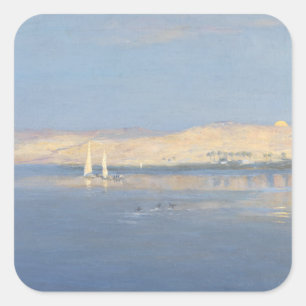 Moon Rising over the Nile Square Sticker