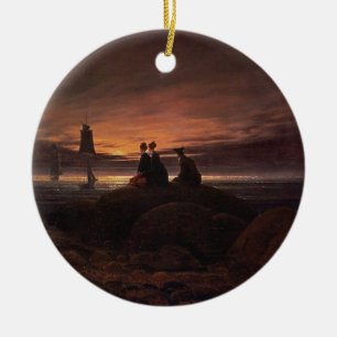 Moon Rising Over the Sea, 1822 (oil on canvas) Ceramic Tree Decoration
