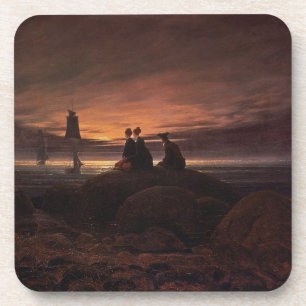 Moon Rising Over the Sea, 1822 (oil on canvas) Coaster