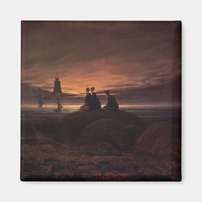Moon Rising Over the Sea, 1822 (oil on canvas) Magnet (Front)