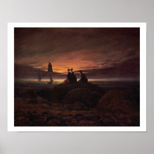 Moon Rising Over the Sea, 1822 (oil on canvas) Poster