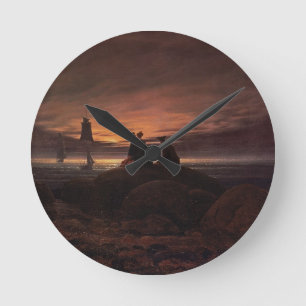 Moon Rising Over the Sea, 1822 (oil on canvas) Round Clock