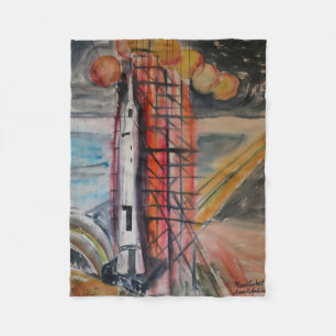 Moon Rocket 1969 Historical Memorabilia Fleece Blanket