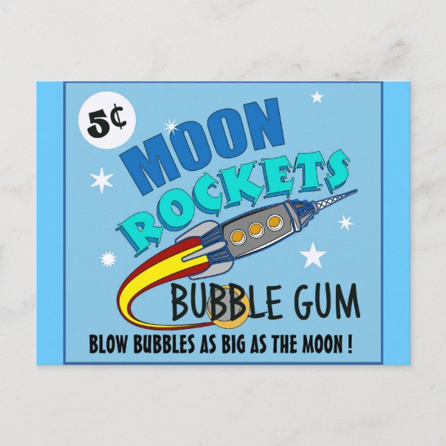 Moon Rockets Bubble Gum Postcard (Front)