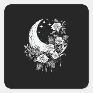 Moon Roses - Romantic Goth - Whimsigoth Witchy Wit Square Sticker