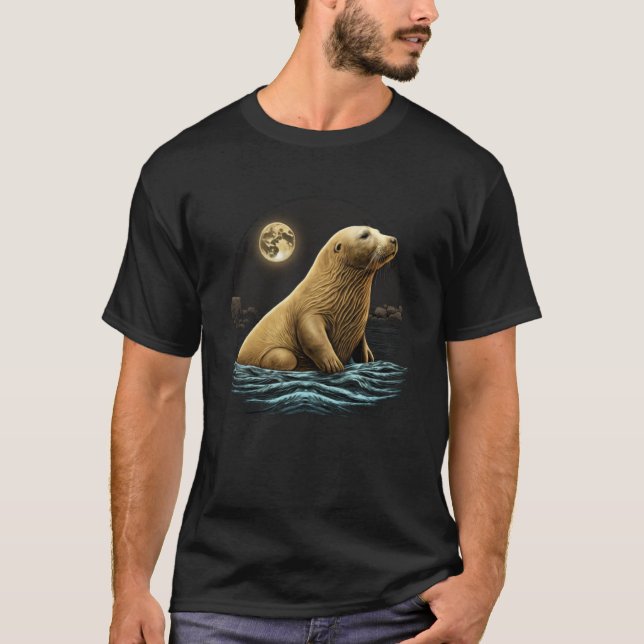 Moon Sea Lion Seal Ocean Marine Biologist  1 T-Shirt (Front)