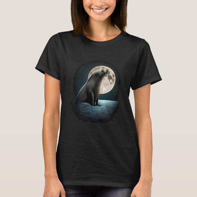 Moon Sea Lion Seal Ocean Marine Biologist T-Shirt (Front)