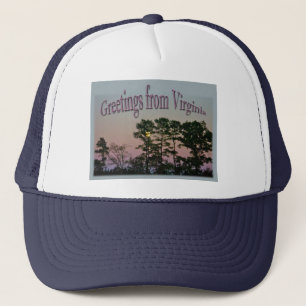 Moon Setting @ Dawn Greetings From Virginia Items Trucker Hat