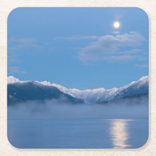 Moon Setting   Seabeck, Washington Square Paper Coaster