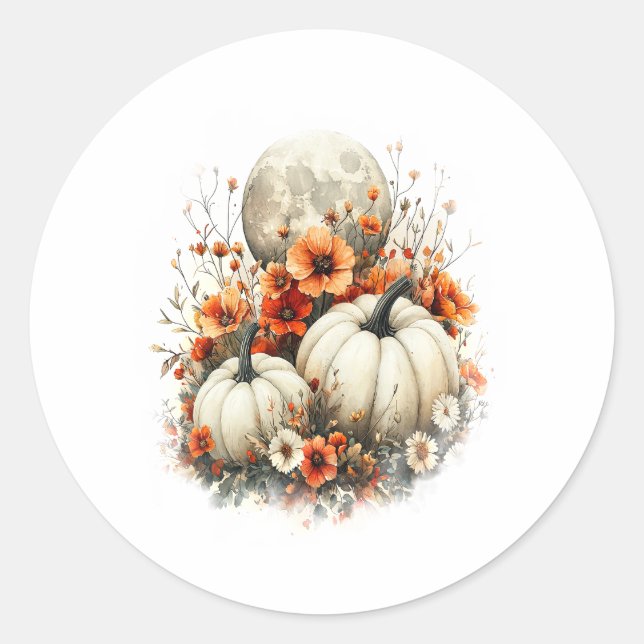 Moon Shirt Country Pumpkin Classic Round Sticker (Front)