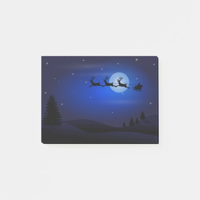 Moon Silhouettes Santa Claus Reindeers Santa Post-it Notes (Front)