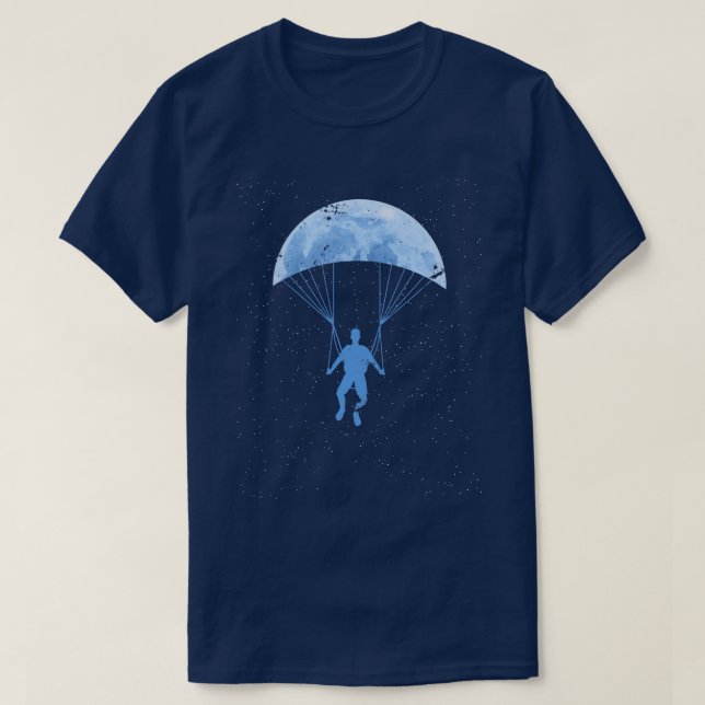 Moon Skydiver Gift Paragliding T-Shirt (Design Front)